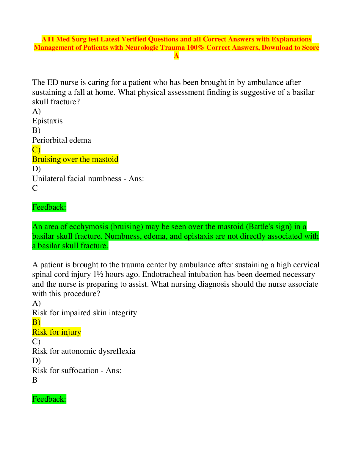 Pharmacology ATI Quizlet (LATEST VERSION 2022) Browsegrades